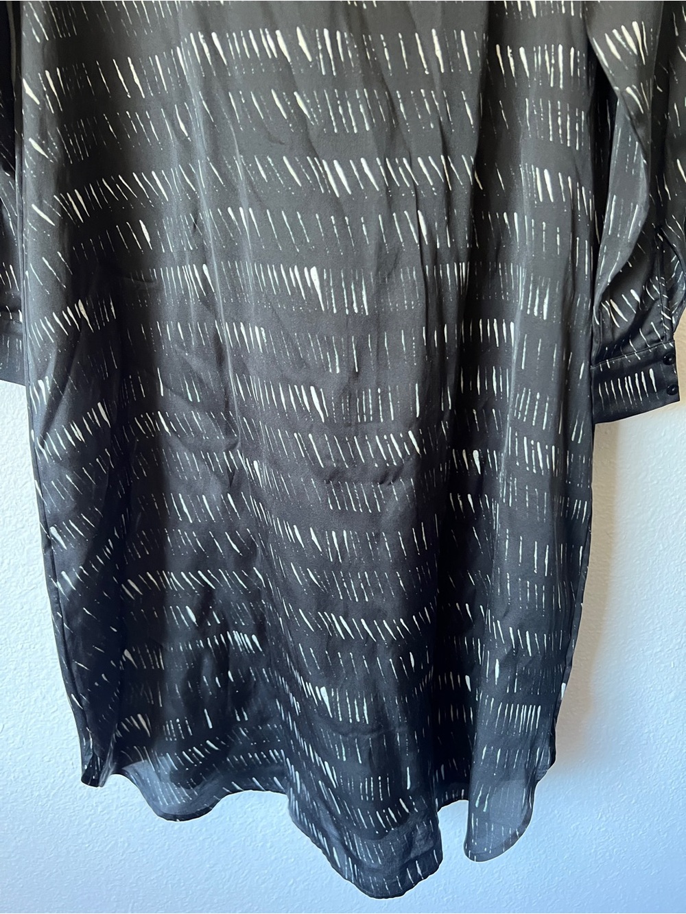 Eileen Fisher Silk Organic Cotton Black Printed Shirt Dress Large - Picture 8 of 9